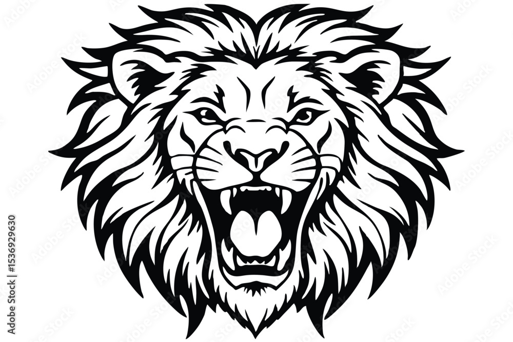 Fototapeta premium Lion head animal vector illustration for wild cat tattoo art