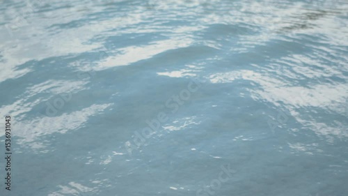 Detail of the lake's rippled water, relaxing blue surface in motion