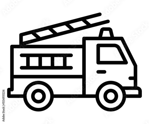 Vector illustration of fire truck emergency vehicle icon. Editable stroke.