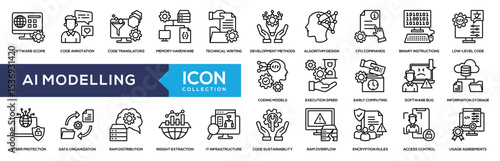 AI Modelling Line Icon Collection