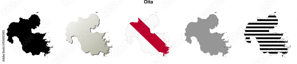 Obraz premium Oita prefecture blank outline map set