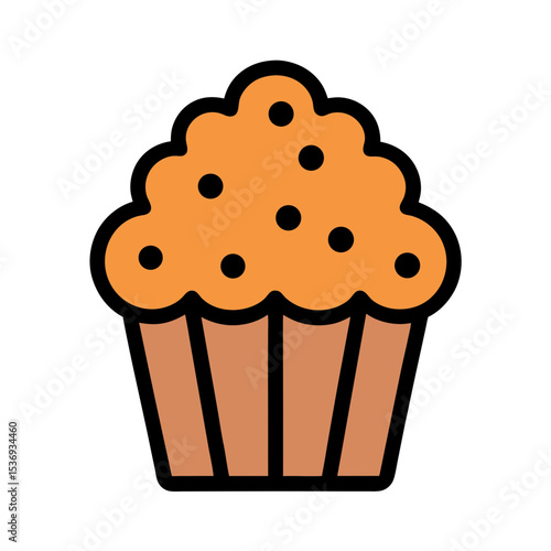 Flat color clipart of a cupcake with cookie crumbs vector illustration on white background