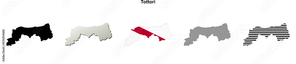 Fototapeta premium Tottori prefecture blank outline map set