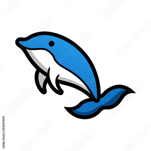 Flat color clipart of a whale breaching the water vector illustration on white background