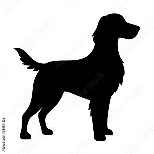Black silhouette of a cute English Setter on white background vector illustration