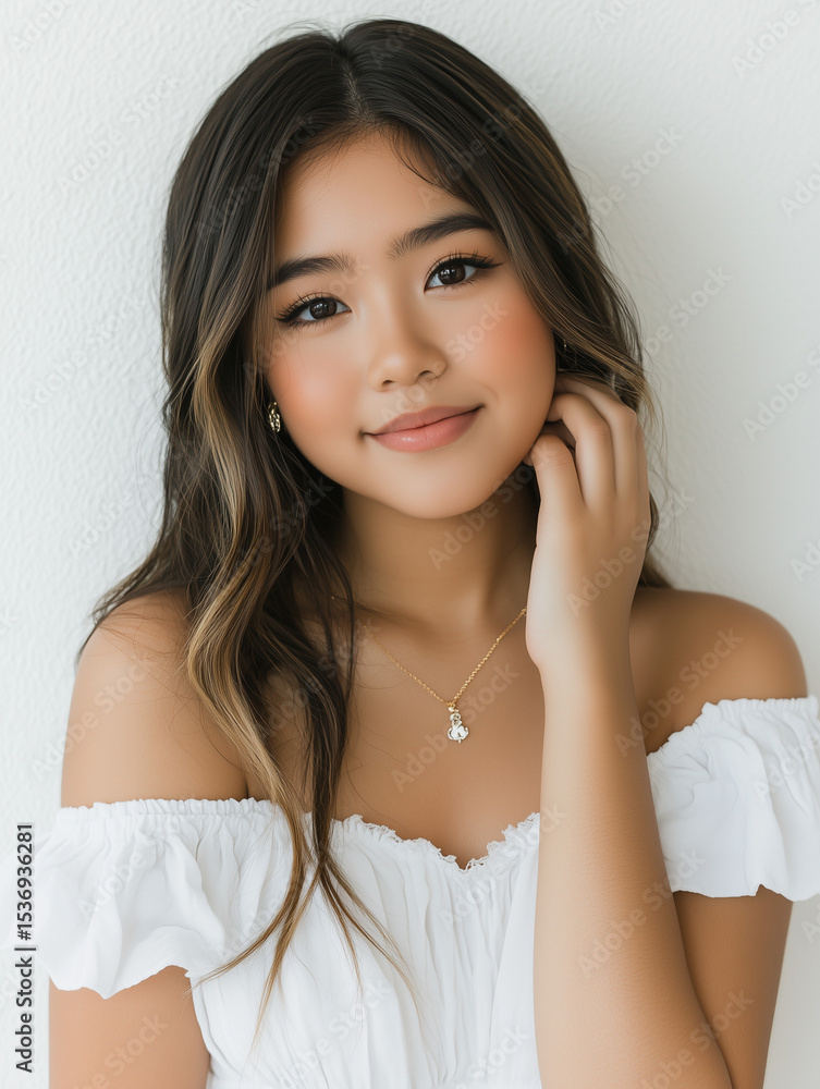 Beautiful teenager girl smiling and looking at camera Beautiful teenager girl smiling and looking at camera