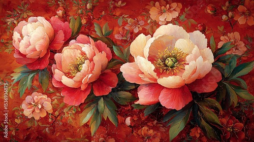 Peony Flowers China Style Painting