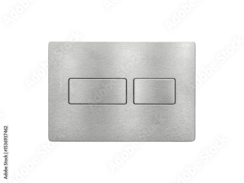 Metal flush panel with two rectangular buttons is isolated.