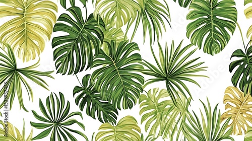 Wallpaper Mural Vibrant Tropical Palm Leaves Seamless Pattern Torontodigital.ca