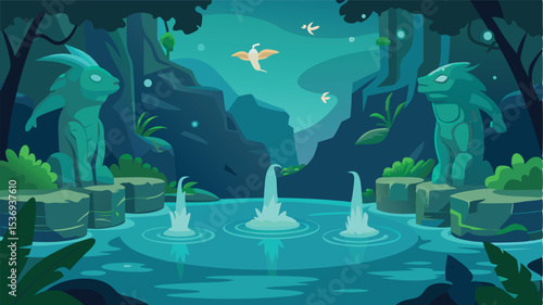 Mysterious Jungle Altar with Glowing Carvings