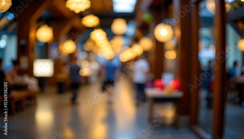 Wallpaper Mural an interior view of what appears to be a restaurant or dining area, characterized by a warm ambiance with dim lighting and string lights above Torontodigital.ca