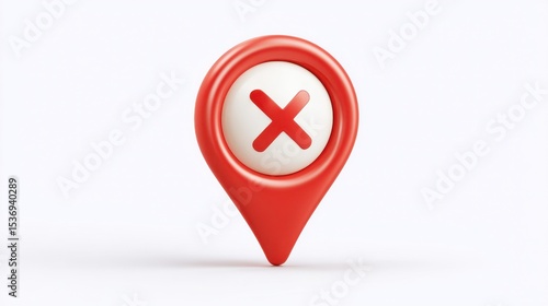 Free Download Red location pin with a white circle and a red cross, symbolizing a cancellation or error in navigation. - GFXLoad
