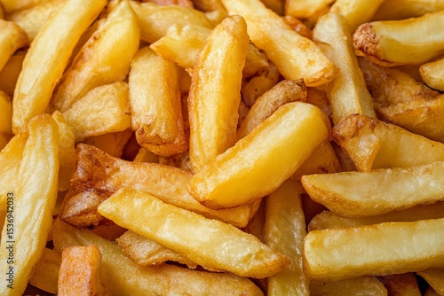 Golden crispy thick-cut French fries close-up showing delicious texture and freshly cooked perfection