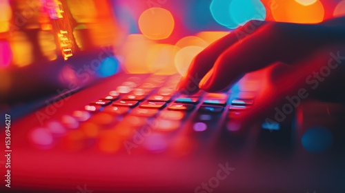 Person working on a laptop at night