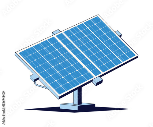 Illustration of a solar panel mounted on a single pole for energy generation