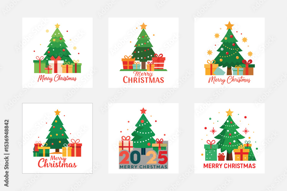 Naklejka premium set of christmas trees vector