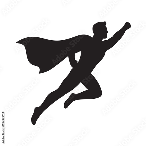 Wallpaper Mural Silhouette of Flying Superhero with Cape in Powerful Action Pose Torontodigital.ca