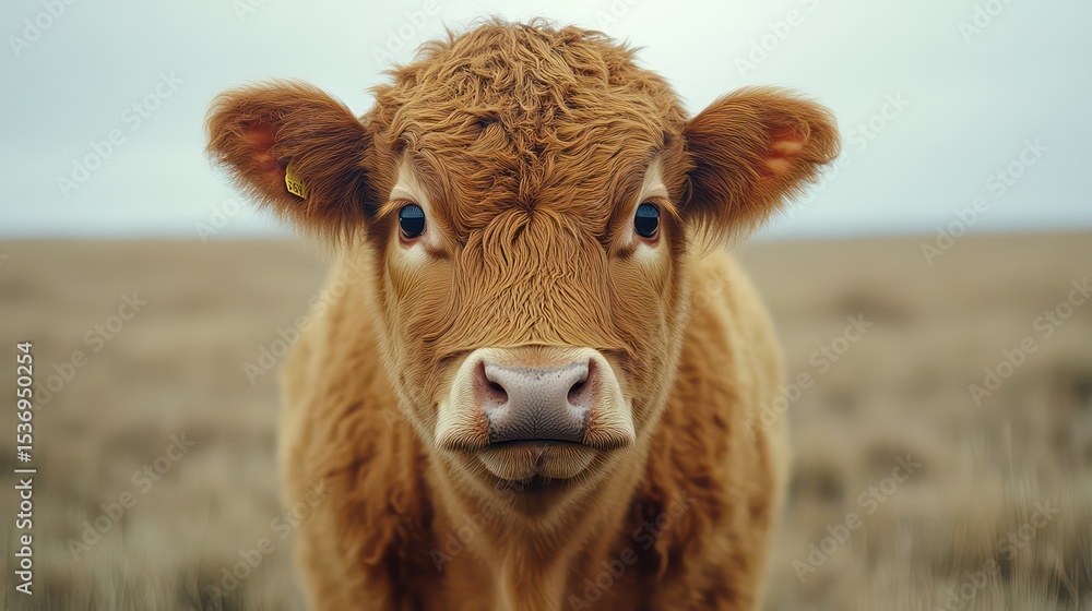 Cow with wide, surprised eyes staring at camera, in a sunlit field with detailed fur and realism. Cow with wide, surprised eyes staring at camera, in a sunlit field with detailed fur and realism.