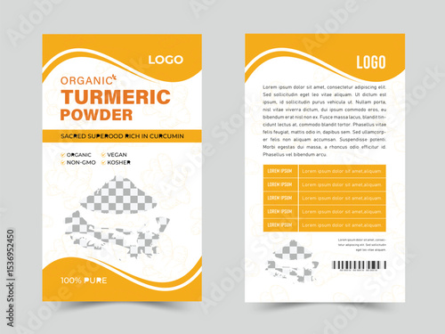 Organic turmeric powder pouch vector design. 