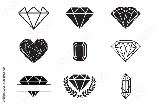 Geometric Diamond and Gem Icons