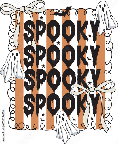 Halloween Spooky Retro Preppy Fall Halloween T shirt Design