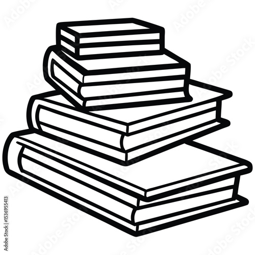 An isolated stack of old books symbolizes education, knowledge, and the vast literature found in a library
