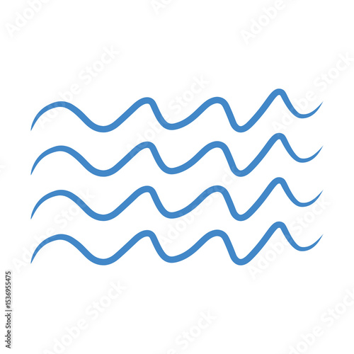 Ocean wave rolling design vector illustration pattern, simple stroke waving line.