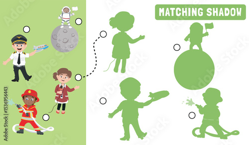 Find the correct shadow. Matching shadow game for children. Worksheet for kid. Educational printable worksheet
