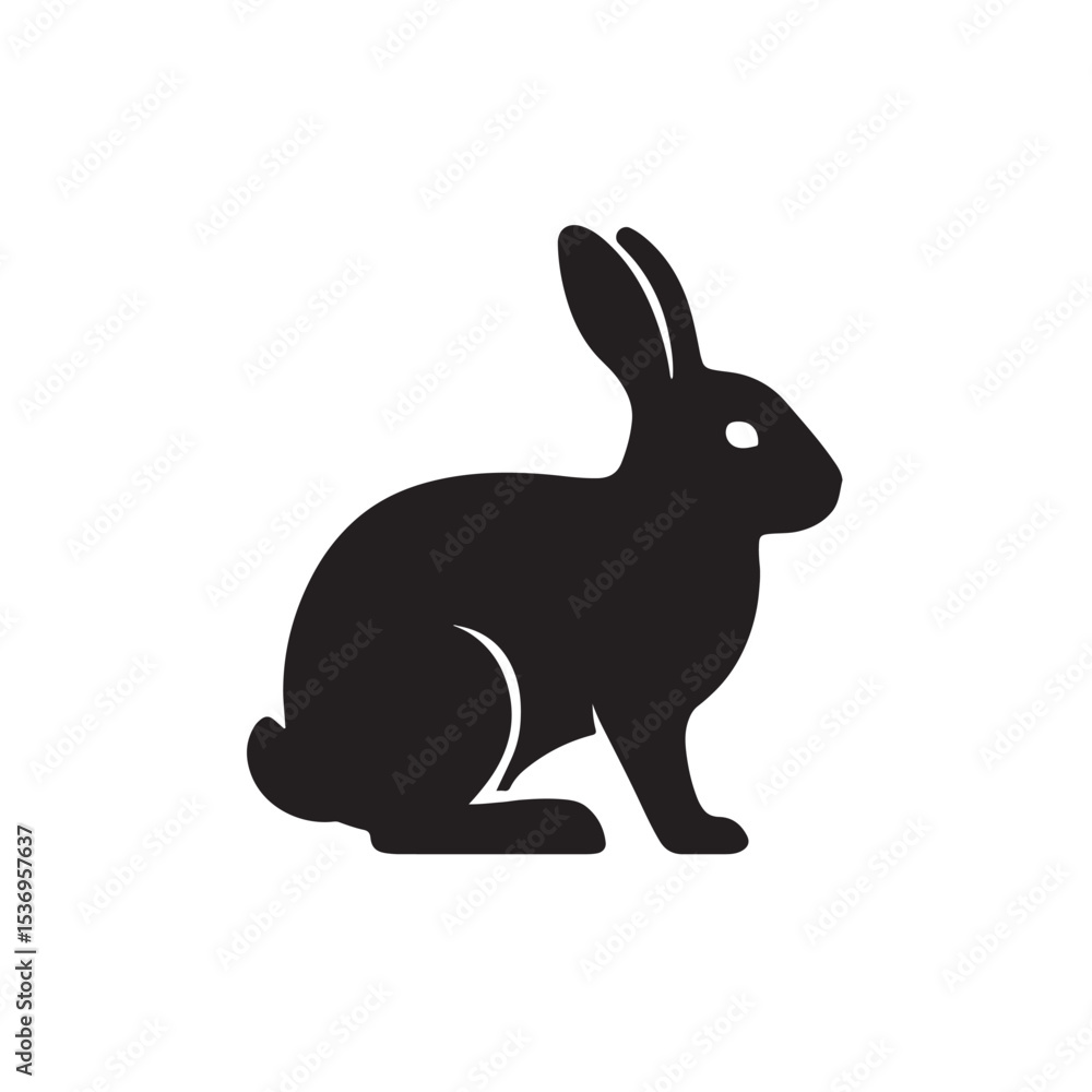Obraz premium Silhouette of a Sitting Rabbit in Side View Pose