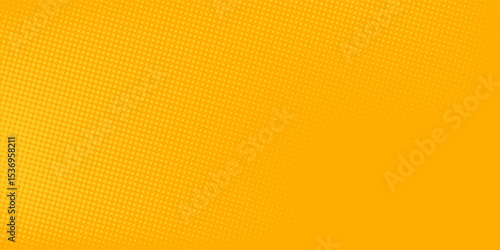 Yellow orange halftone background. Retro comic grain texture. Pixilated dots cartoon wallpaper. Pop art faded gradient pattern.