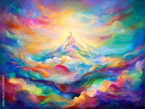 Colorful, dreamy mountain landscape