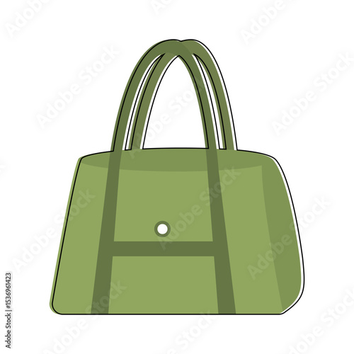 Vector illustration of stylish green handbag with dual handles.