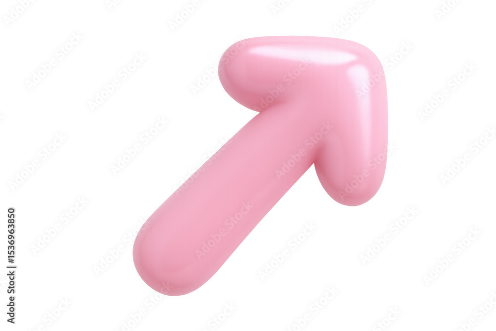 Glossy pink upward-pointing arrow, transparent backdrop highlighting directional graphic design element Glossy pink upward-pointing arrow, transparent backdrop highlighting directional graphic design element