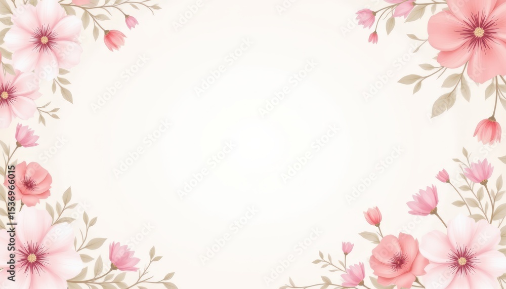 Naklejka premium Beautiful pink flowers on a floral background, stunning spring design for various creative projects