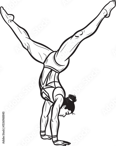 A vector illustration of a gymnast performing a handstand