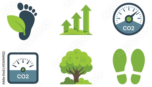 Vector set of green ecology icons and natural eco symbols for environmental design