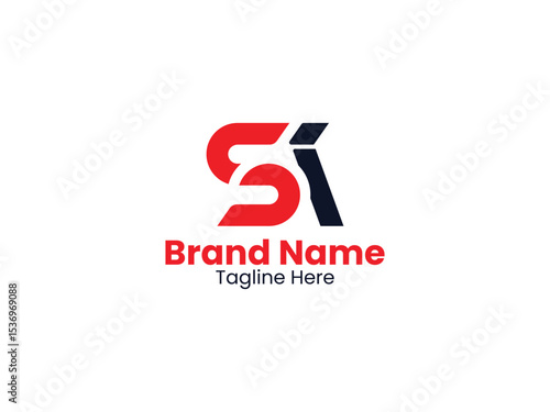Black and Red Colors SK Letter Logo Design. Initial letters KS logo icon. Abstract letter KS logotype logo design template. KS logo Pro Vector