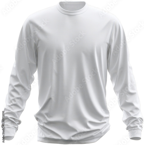 Long Sleeve White Shirt on Transparent Background Ideal for Minimalist Fashion Presentation