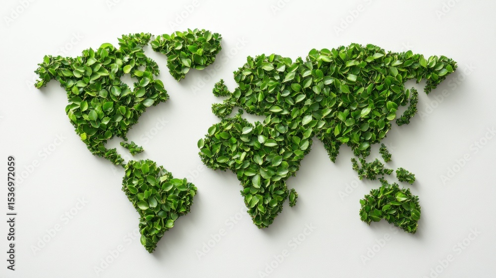 World map made of leaves World map made of leaves