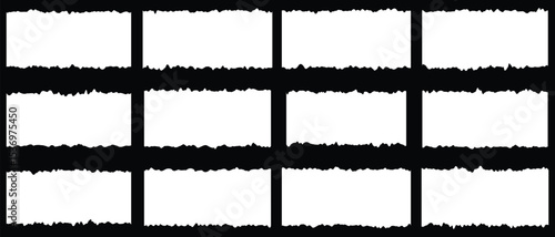 Blank pieces of ripped teared sheets with jagged edges. Background scraps of torn white paper. vector illustration.