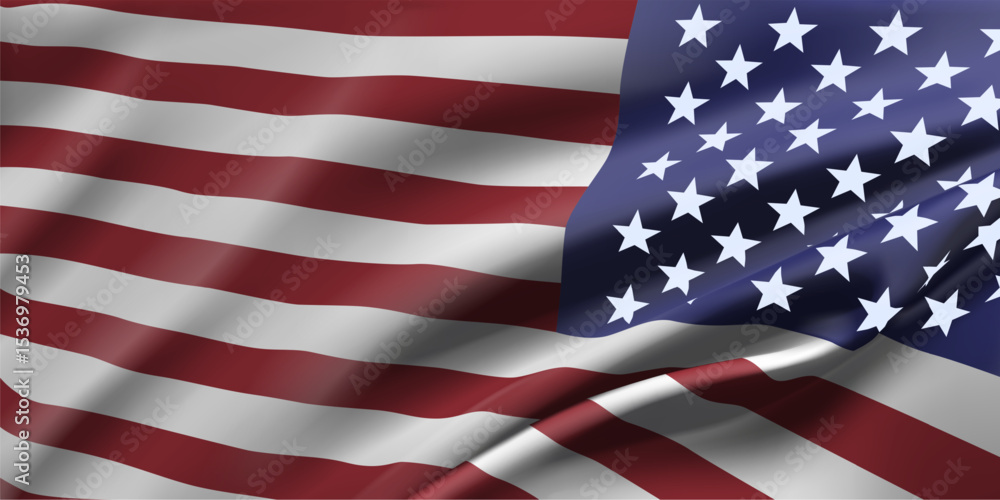 Fototapeta premium American flag waving. Background for patriotic and national design banner. Vector illustration.