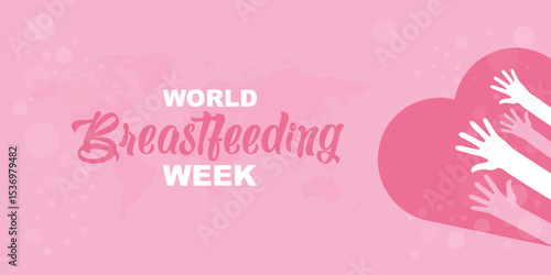 Exclusive World Breastfeeding Week: Educate on Breast Milk Benefits, Infant Nutrition, and Natural Feeding with Lactation Support. Awareness week celebration. Vector banner poster.