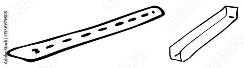 Vector Two stylized wind instruments a panpipe and a flute depicted as vector illustrations.