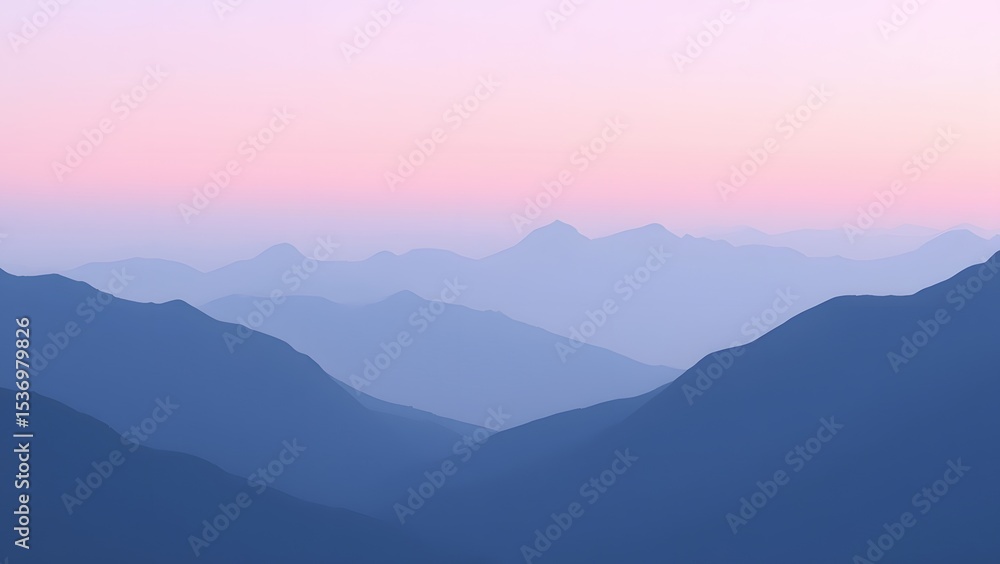 Obraz premium Serene Sunset Over Layered Mountains Creating APeaceful And Tranquil Atmosphere Of Calmness And Wonder Inspiring Awe And Reflection