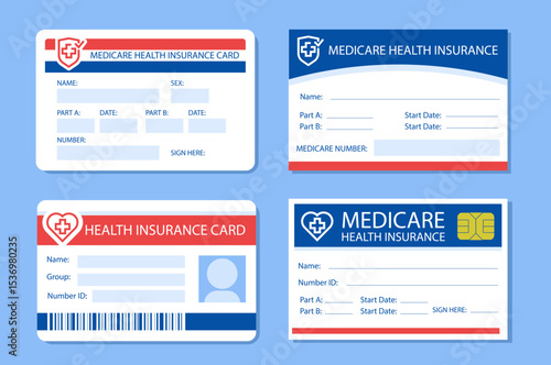 Medicare card in flat design style