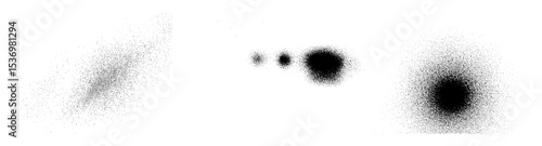 Vector Abstract dark blobs and scattered dots form a minimalist composition.