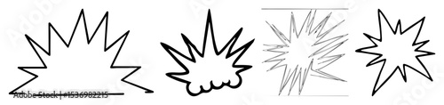 Vector Dynamic explosion bursts with jagged lines and radiating energy.
