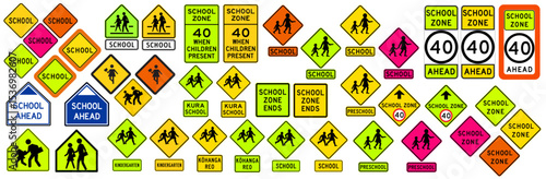 School Warning Road Signs Vectors - 1