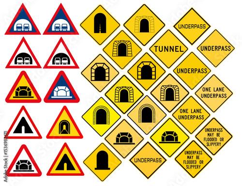 Tunnel Traffic Road Warning Signs