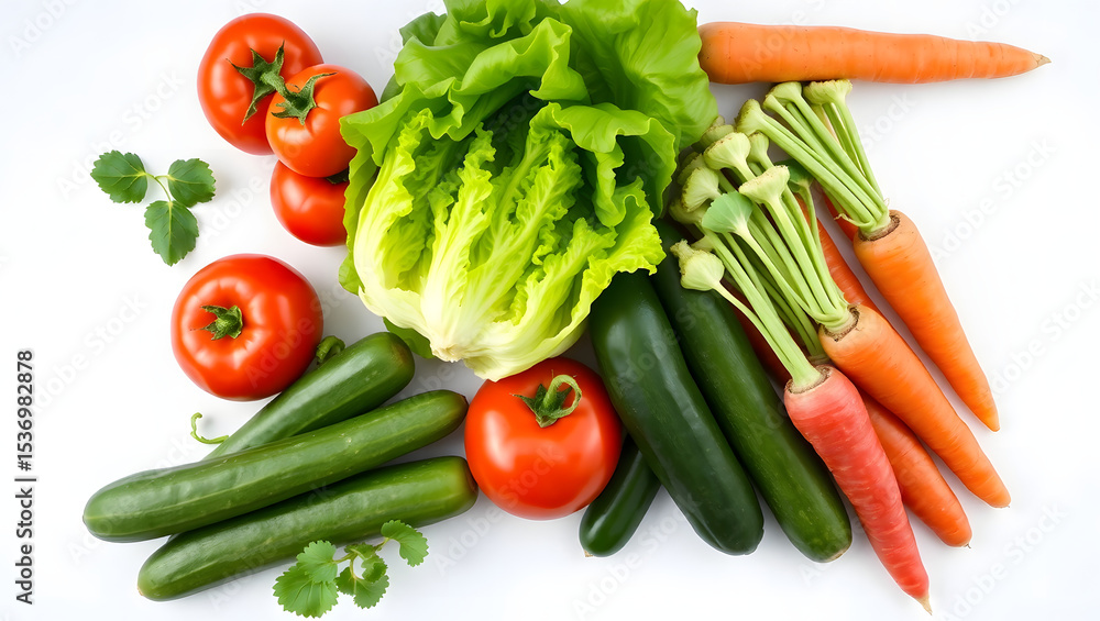 Top View of Fresh Vegetables on White Table Top View of Fresh Vegetables on White Table